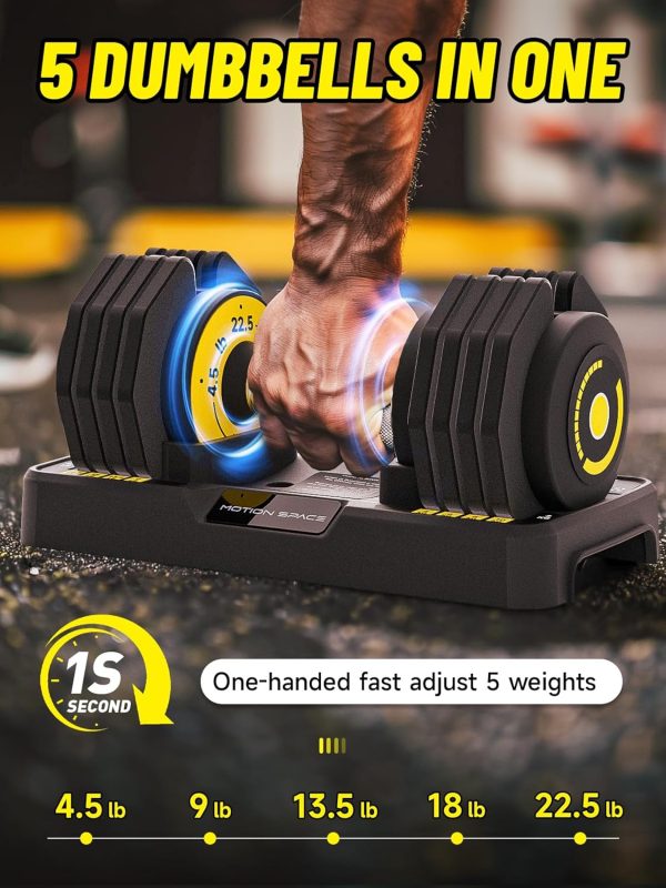 Adjustable Dumbbells Set 12.5LB/22.5LB Pair, 1-Sec Fast Adju...