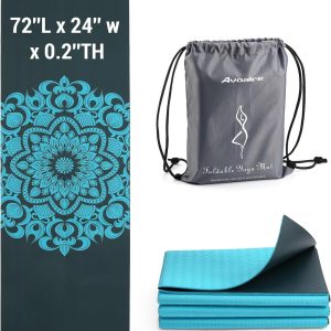 Avoalre Foldable Travel Yoga Mat Print | 5mm &6mm Thick Larg...