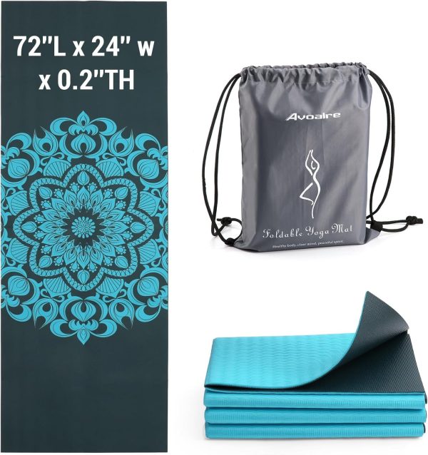 Avoalre Foldable Travel Yoga Mat Print | 5mm &6mm Thick Larg...