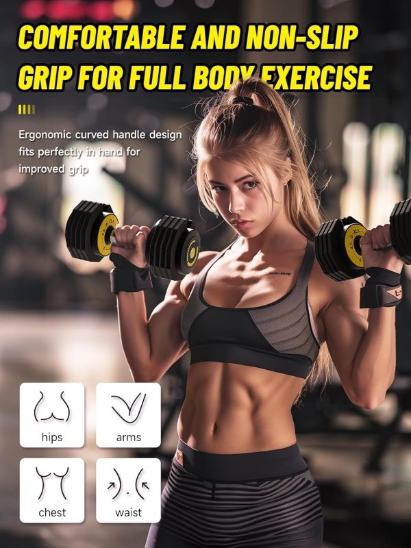 Adjustable Dumbbells Set 12.5LB/22.5LB Pair, 1-Sec Fast Adju...
