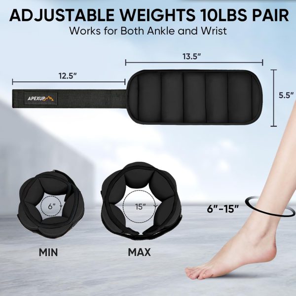 APEXUP 10lbs/Pair Adjustable Ankle Weights for Women and Men...
