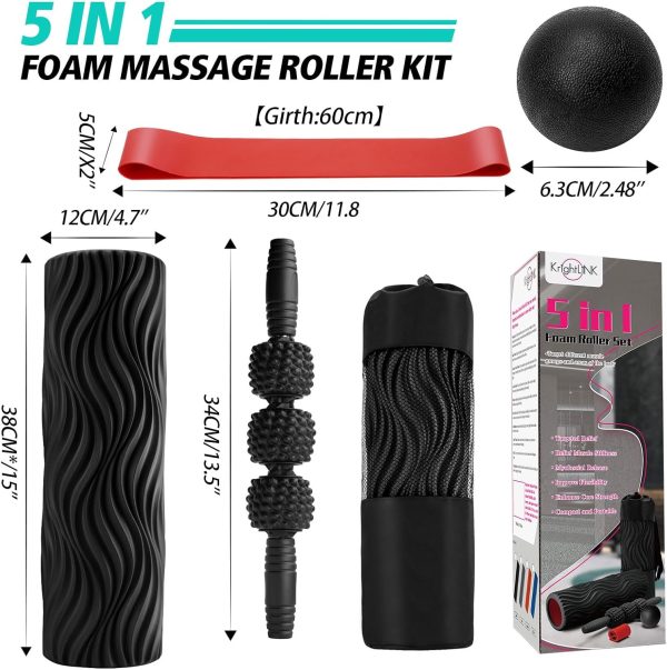 5 in 1 Foam Roller Set Muscle Massage Foam Ripple Roller for...