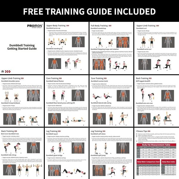 PROIRON 44Lbs Cast Iron Adjustable Dumbbell Set Hand Weight ...