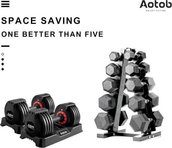AOTOB 25/55 lbs (Pair) Adjustable Dumbbell Set, Dumbbells Ad...