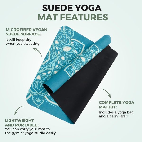 U&M Yoga Mat Non-Slip, Exercise Suede Mat with Carrying Bag ...