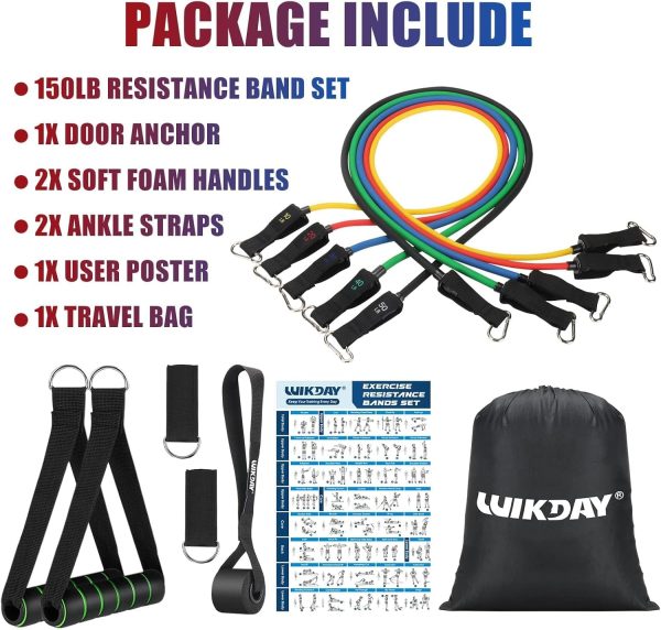 Exercise Resistance Bands with Handles for Working Out, 150/...