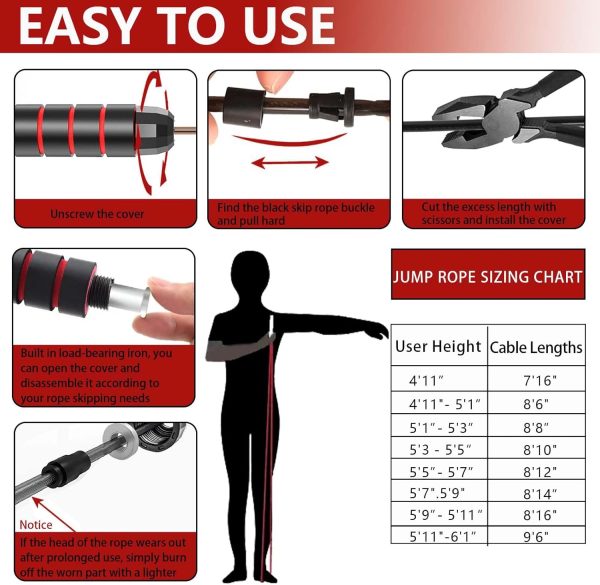 Adjustable Weighted Jump Rope, 9ft Long Tangle-Free Rapid Sp...