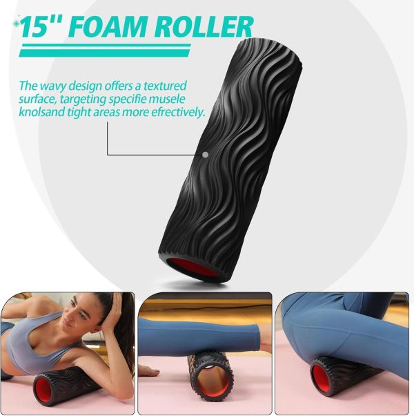 5 in 1 Foam Roller Set Muscle Massage Foam Ripple Roller for...