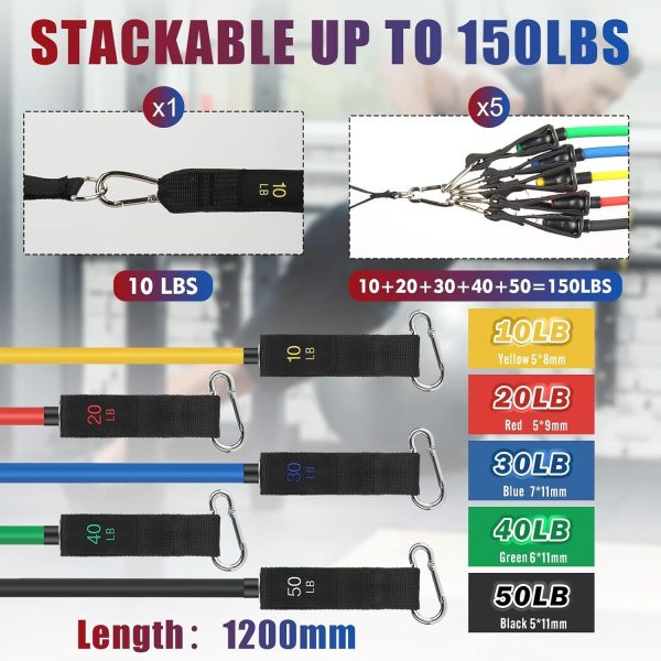 Exercise Resistance Bands with Handles for Working Out, 150/...