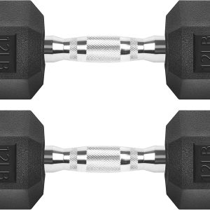 Hex Dumbbells Rubber Coated Cast Iron Hex Black Dumbbell Fre...