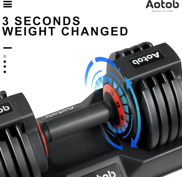 AOTOB 25/55 lbs (Pair) Adjustable Dumbbell Set, Dumbbells Ad...