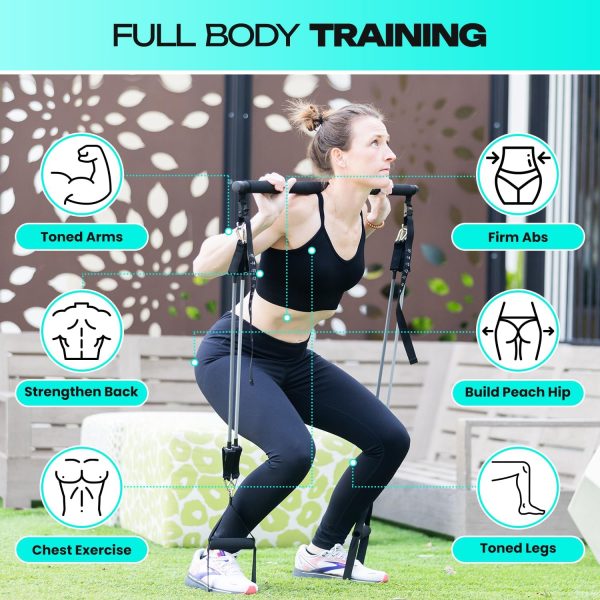 Pilates Resistance Bands with Handles - TPE Pilates Bar Kit ...