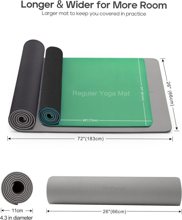 Heathyoga Eco Friendly Non Slip Yoga Mat, Body Alignment Sys...