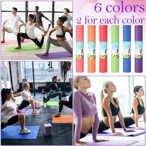 12 Pieces Yoga Mats Bulk 68 x 24 x 0.12 Inch Exercise Mats N...