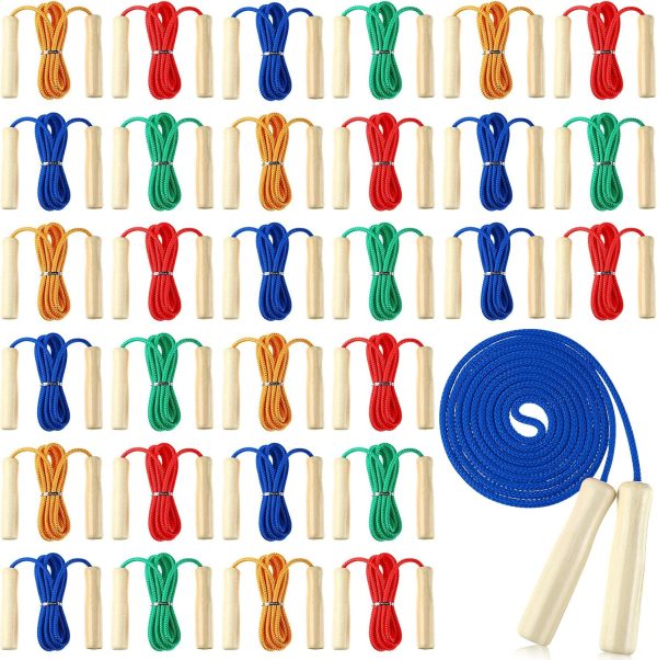 30 Pack Jumping Rope Bulk with Wooden Handles 8.53 Ft Adjust...