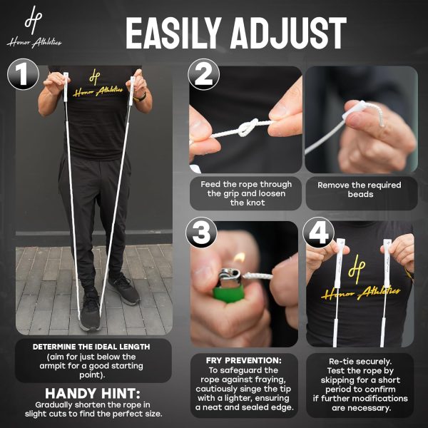 Honor Athletics 2.0 Beaded Jump Rope - Adjustable with Unbre...