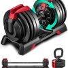 Adjustable Dumbbell, 52.5/54LBS with 12 Free Weights, 1-Sec ...