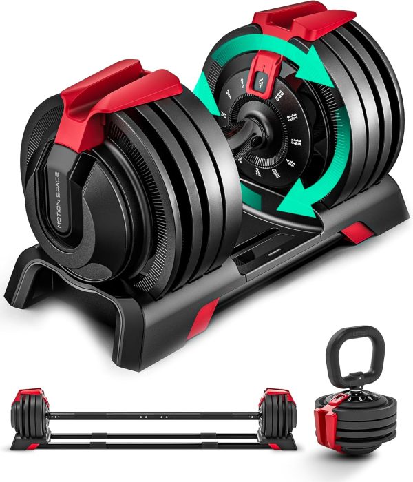 Adjustable Dumbbell, 52.5/54LBS with 12 Free Weights, 1-Sec ...
