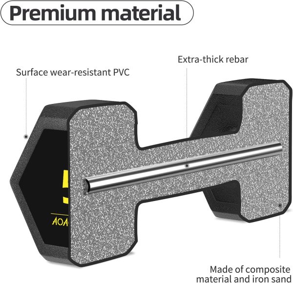 Hex Dumbbells PVC Encase Coating Free Weight Dumbbell Set fo...