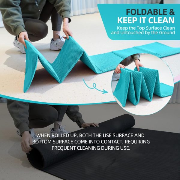 Foldable Yoga Mat for Home Workout & Travel, 4mm/2mm Thick T...