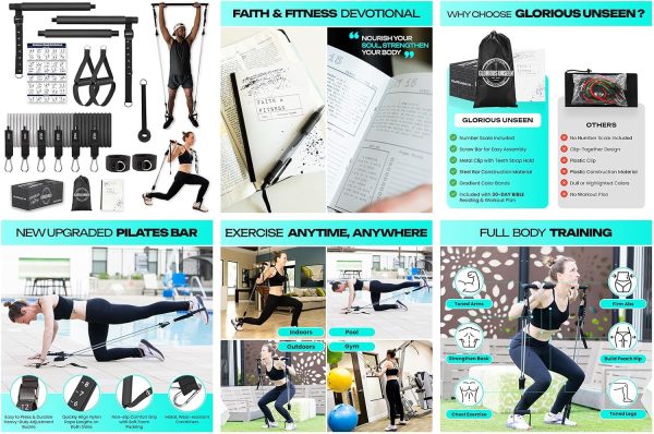 Pilates Resistance Bands with Handles - TPE Pilates Bar Kit ...