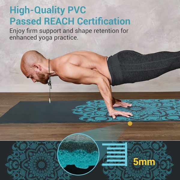 Avoalre Foldable Travel Yoga Mat Print | 5mm &6mm Thick Larg...