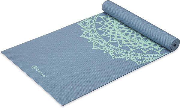 Gaiam Yoga Mat - Premium 5mm Print Thick Non Slip Exercise &...