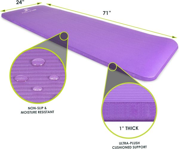 ProsourceFit Extra Thick Yoga and Pilates Mat ½” (13mm) or 1...
