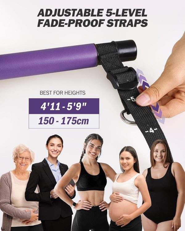 Upgraded Pilates Bar Kit with Resistance Bands Natural Latex...