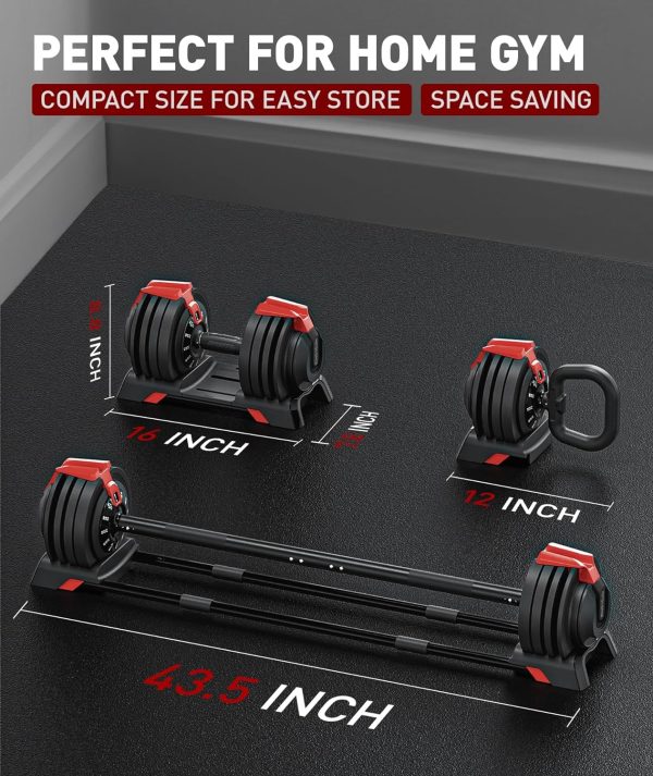 Adjustable Dumbbell, 52.5/54LBS with 12 Free Weights, 1-Sec ...