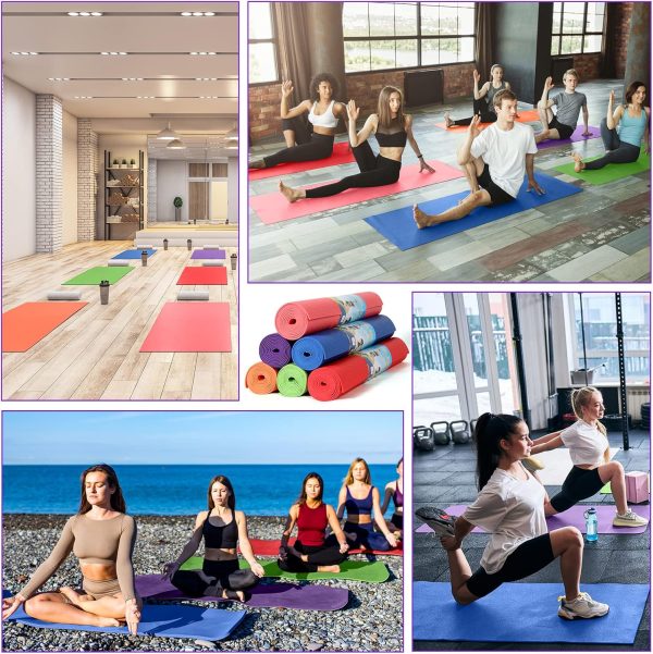 12 Pieces Yoga Mats Bulk 68 x 24 x 0.12 Inch Exercise Mats N...