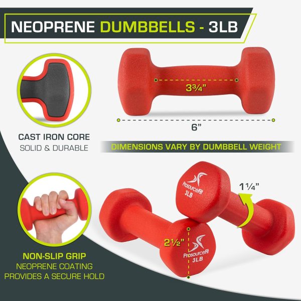 ProsourceFit Neoprene Dumbbell Coated for Non-Slip Grip, 10 ...