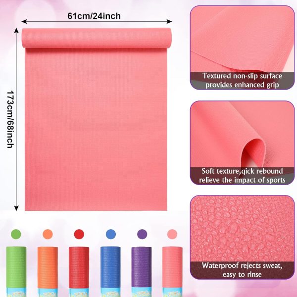 12 Pieces Yoga Mats Bulk 68 x 24 x 0.12 Inch Exercise Mats N...