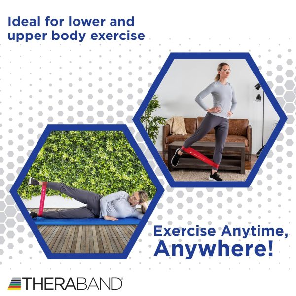 THERABAND Resistance Band Loop Set, Pack of 4, 12 Inch Band ...