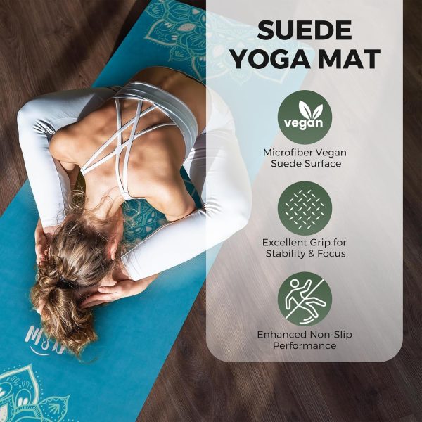 U&M Yoga Mat Non-Slip, Exercise Suede Mat with Carrying Bag ...
