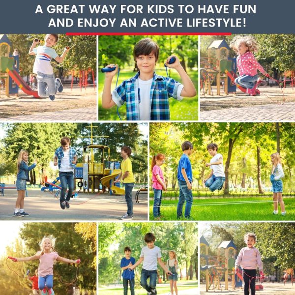 16 FT Long Jump Rope for Kids, Multiplayer, Adjustable | Cla...