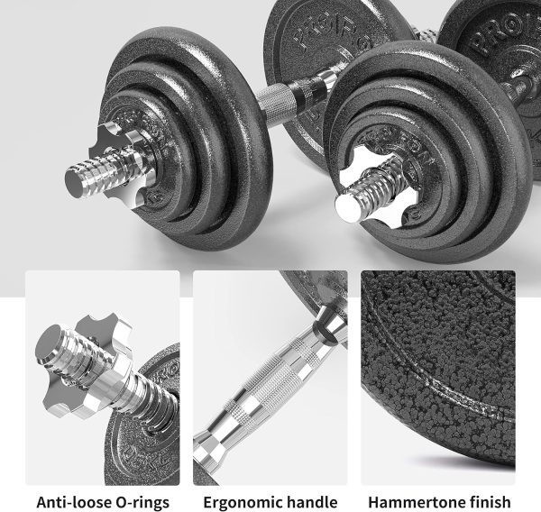 PROIRON 44Lbs Cast Iron Adjustable Dumbbell Set Hand Weight ...