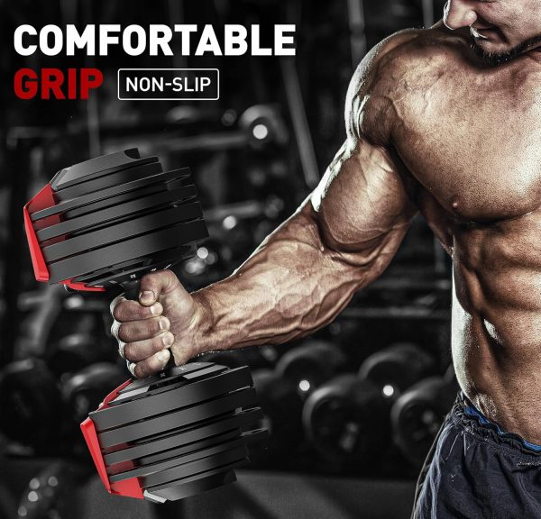 Adjustable Dumbbell, 52.5/54LBS with 12 Free Weights, 1-Sec ...
