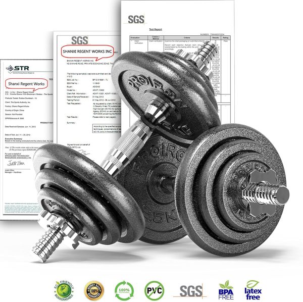 PROIRON 44Lbs Cast Iron Adjustable Dumbbell Set Hand Weight ...