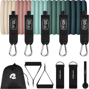 Retrospec Train Resistance Bands Set (5pc) Workout Bands w/H...