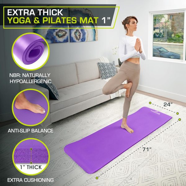 ProsourceFit Extra Thick Yoga and Pilates Mat ½” (13mm) or 1...
