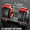 Adjustable Dumbbell, 52.5/54LBS with 12 Free Weights, 1-Sec ...