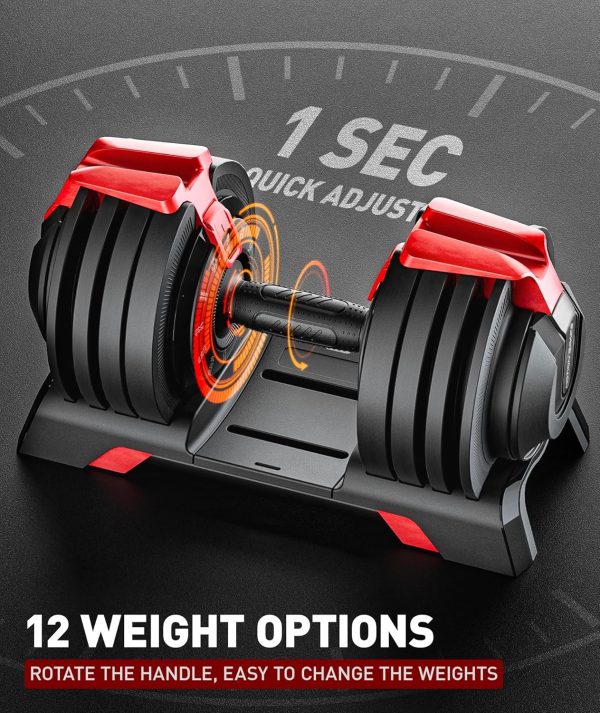 Adjustable Dumbbell, 52.5/54LBS with 12 Free Weights, 1-Sec ...