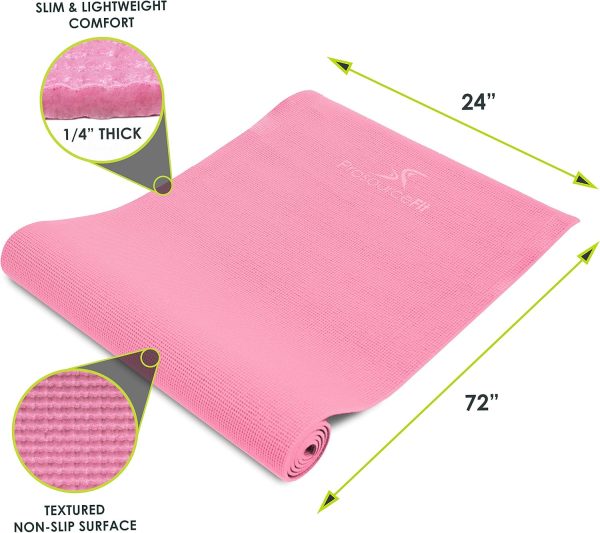 ProsourceFit Original Yoga Exercise Mat ¼” (6mm) Thick for C...
