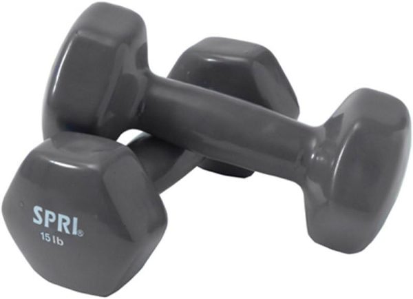 SPRI Dumbbells Hand Weights Set of 2 - Vinyl Coated Exercise...