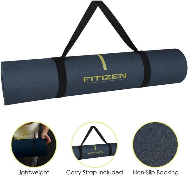 Center Alignment Yoga Mat, Thick, Non-Slip, Large Exercise M...