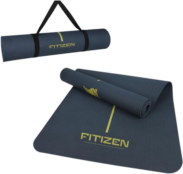Center Alignment Yoga Mat, Thick, Non-Slip, Large Exercise M...