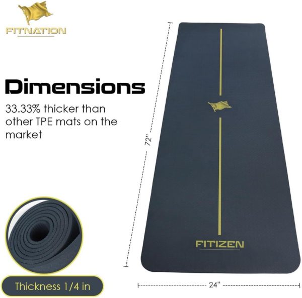 Center Alignment Yoga Mat, Thick, Non-Slip, Large Exercise M...