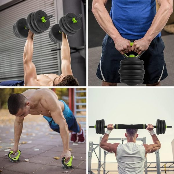 Adjustable Dumbbells Set 4 in 1 Set Barbell, Dumbbell, Kettl...