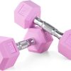 Portzon Weights Dumbbells Pink Colors Compatible with Set of...